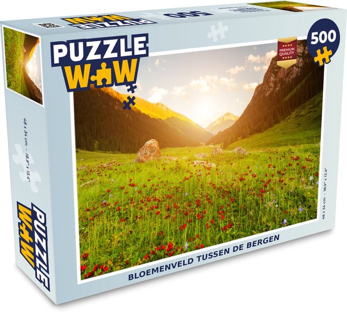 Puzzel Bloemen - Berg - Zon - Legpuzzel - Puzzel 500 stukjes