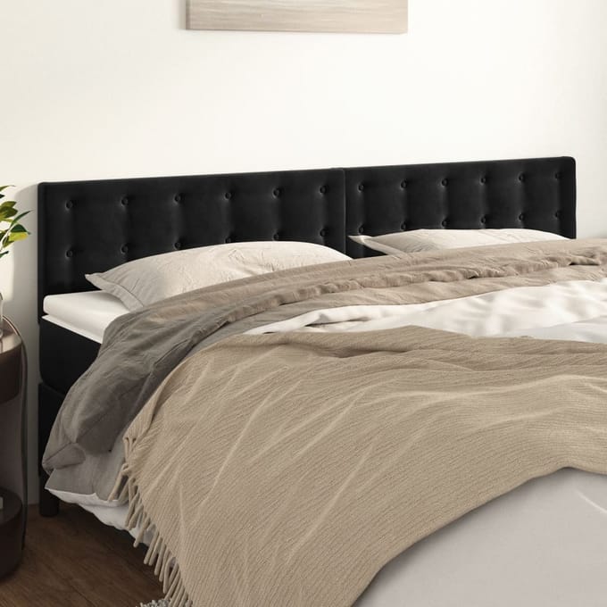 vidaXL - Hoofdborden - 200x5x78/88 - cm - fluweel - zwart