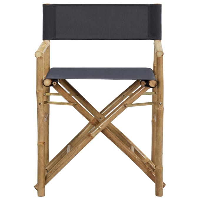 vidaXL - Regisseursstoelen - 2 - st - inklapbaar - donkergrijs - bamboe - en - stof