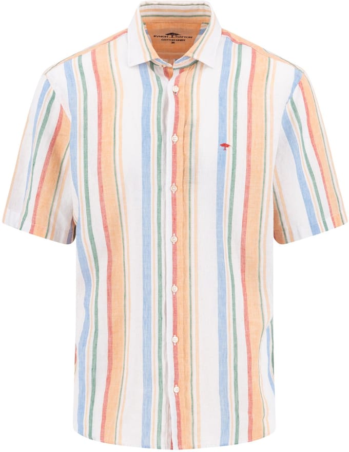 Fynch Hatton - Korte Mouw Overhemd - Mannen - XL - Rood - Katoen - 1605-7031