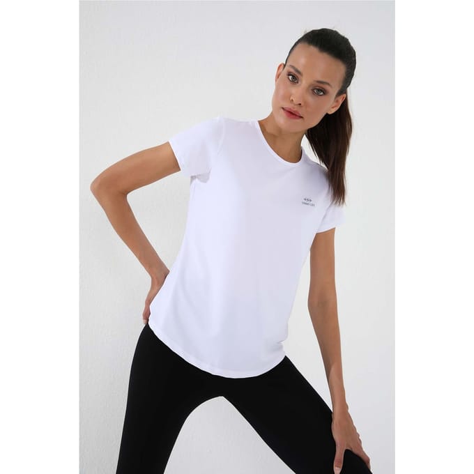 Dames Effen Korte Mouwen Rondhals T-Shirt