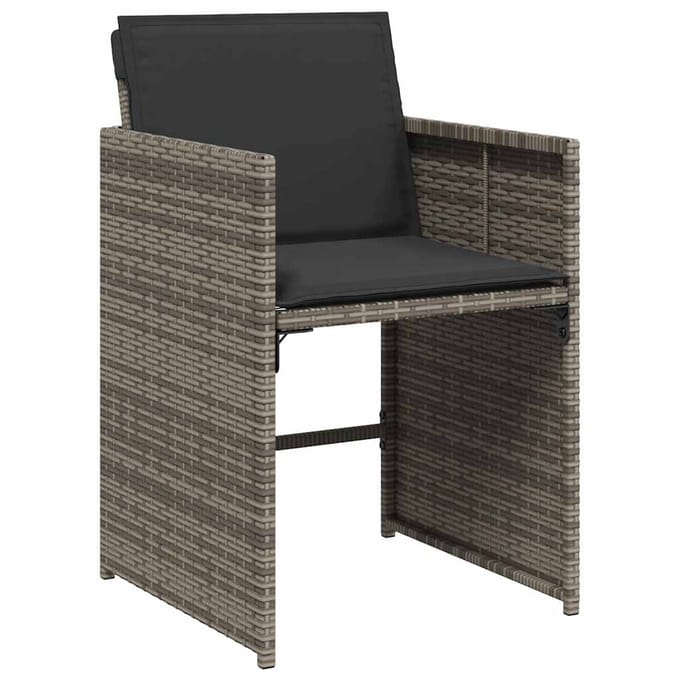 vidaXL - 15-delige - Tuinset - met - kussens - poly - rattan - grijs