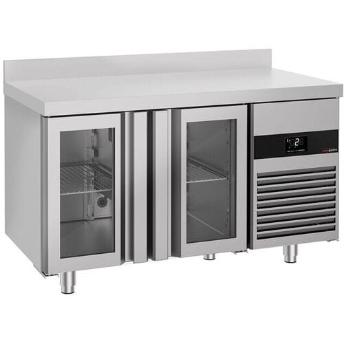 GGM Gastro Kühltisch PREMIUM - 1400x700mm - mit 2 Glastüren - Aufkantung
