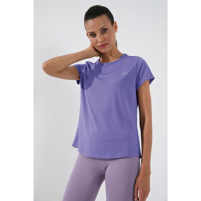 Dames Effen Korte Mouwen Rondhals T-Shirt