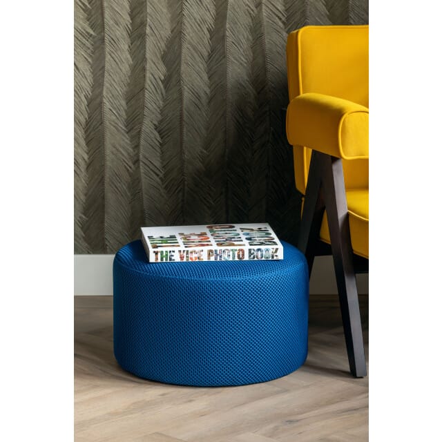 Leitmotiv Poef Retro Mesh - Kobaltblauw - Ø50cm - Modern