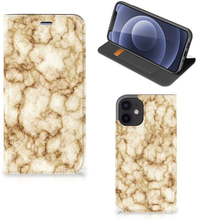 iPhone 12 Mini Standcase Marmer Goud