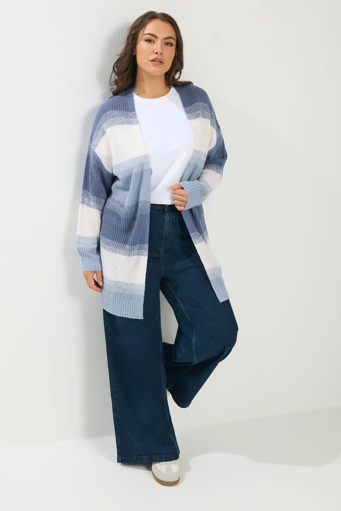 Yours Blauw Midivest Met Kleurvlakken Size 46-48