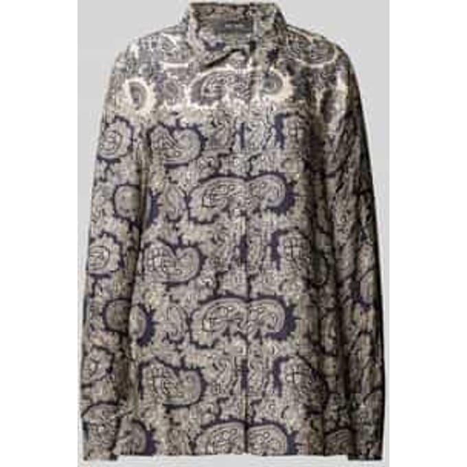 Regular fit overhemdblouse van viscose met kentkraag, model 'Eike'