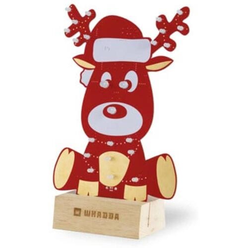 Whadda Voorgemonteerde programmeerkit, XL-printplaat, Rudolph het rendier, met houder, educatief en creatief STEM-pakket