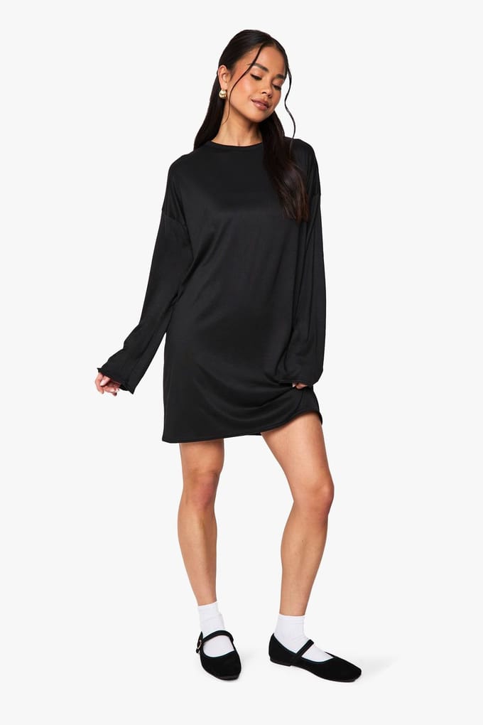 boohoo Dames Oversized T-Shirt Jurk | Black | Maat: 8