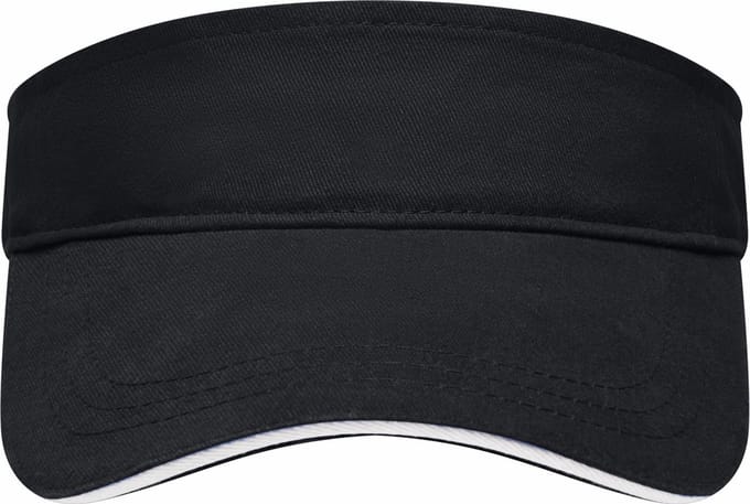 Zonneklep uni kleuren  Zwart/wit