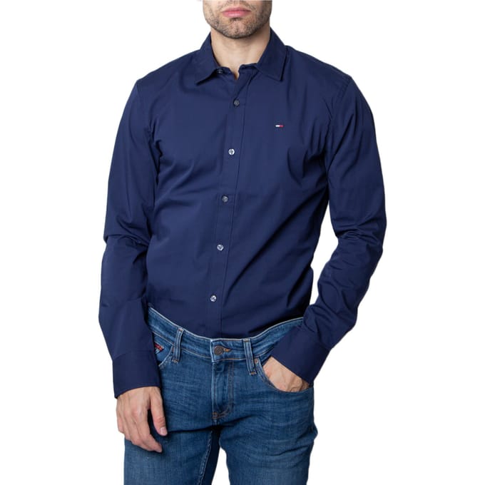 Tommy Jeans Overhemden Slim Fit Stretch Blauw