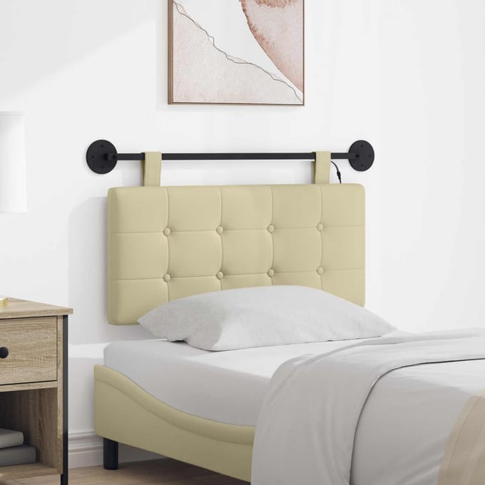 vidaXL - Hangend - hoofdbord - Met - LED-verlichting - Crèmekleurig - Kunstleer