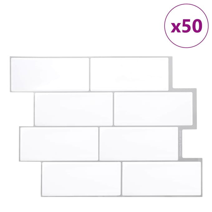 vidaXL - Subway - tegel - 20 - st - Wit - Grijs - 29 - x - 21 - cm - Polyurethaan - en - PET