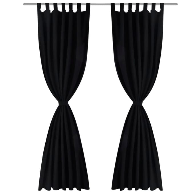 vidaXL - Micro-Satijnen - Gordijnen - met - Ringen - 140 - x - 175 - cm - 2 - stuks - (Zwart)