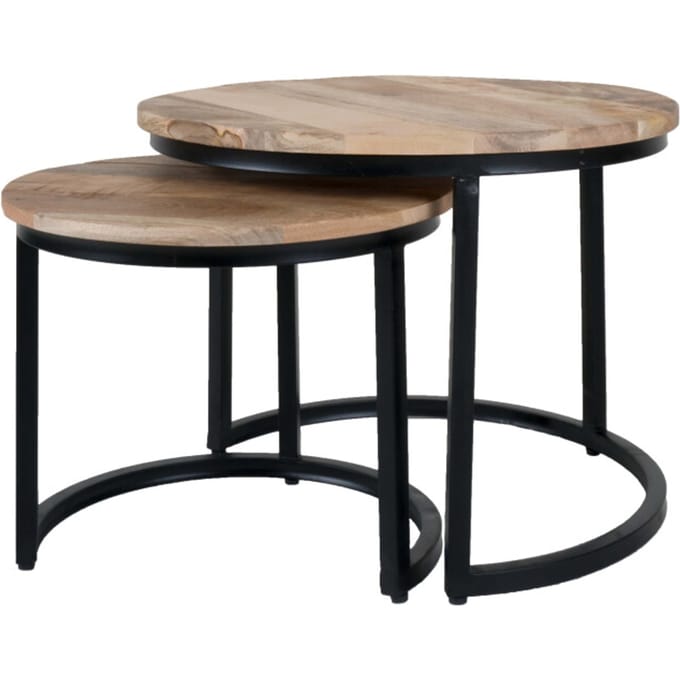 Home67 Industriële salontafel set van 2 jelle mangohout