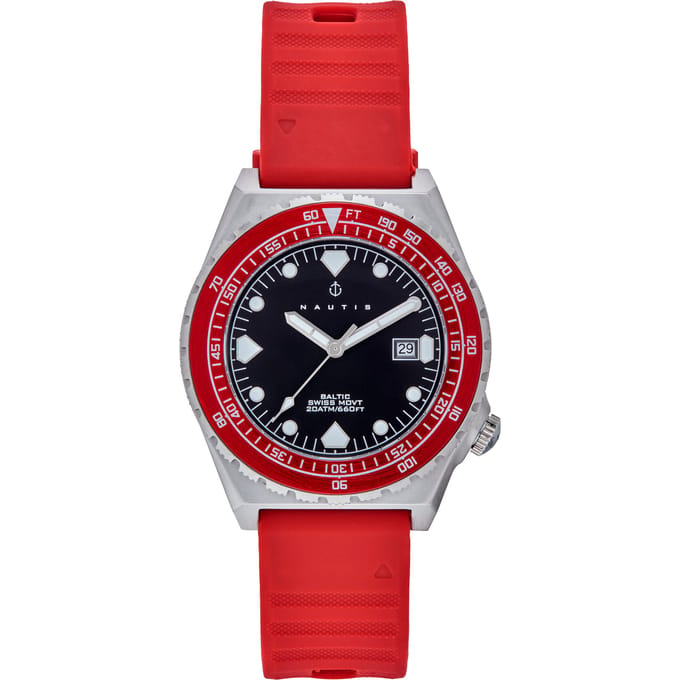 Nautis Baltic Band horloge met datum - kastanjebruin
