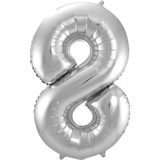 Folat - Folieballon Cijfer 8 Zilver - 86 cm