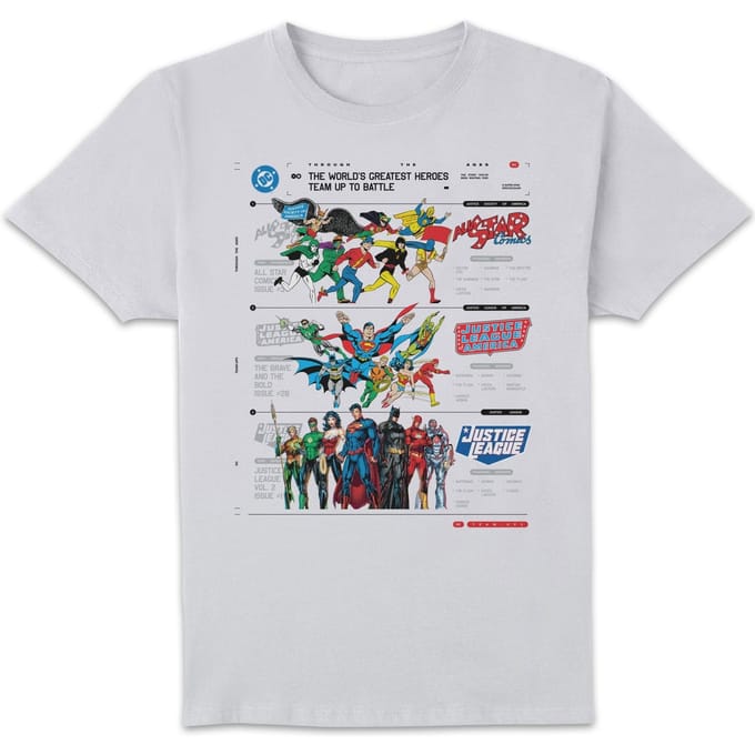 DC Comics Justice League Through The Ages Unisex T-Shirt - White - S