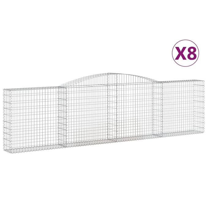 vidaXL - Schanskorven - 8 - st - gewelfd - 400x30x100/120 - cm - ijzer