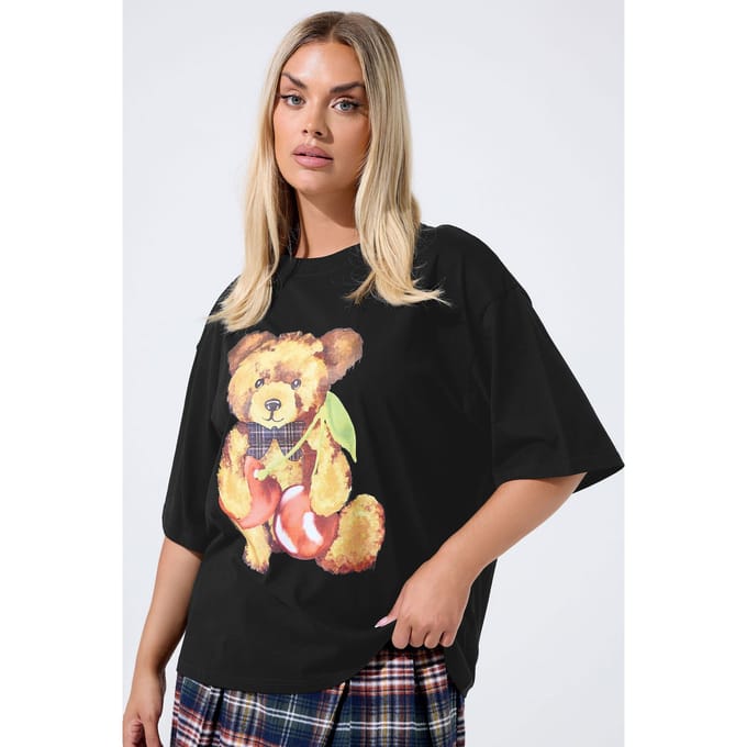 Limited Collection Zwart Teddy Kersenprint Tshirt Size 46