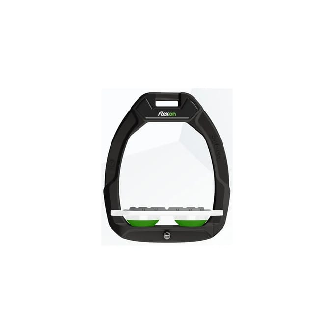 Zwart/Wit/Groen Plat Grip Veiligheidsbeugels voor paardrijden Flex-On Safe-On