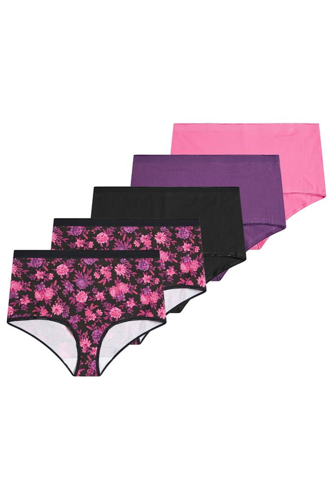 Yours Yourset Set Van 5 Paarse Maxislips Met Bloemenprintsize 46-48