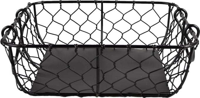Clayre & Eef Opbergmand 23x23x7 cm Zwart Metaal