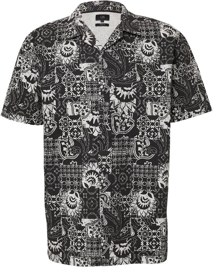 QS - male - Resort pasvorm: katoenen shirt met all-over print