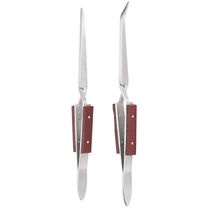 2 stuks Vergrendel Pincet Vast Juwelen Solderen Puntig Recht Gebogen Tip DIY Knutselgereedschap white