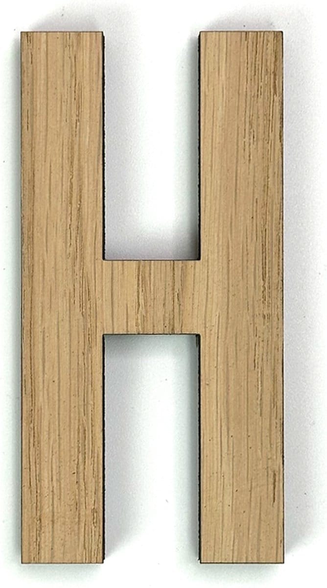 Houten letter H - 20 cm hoog