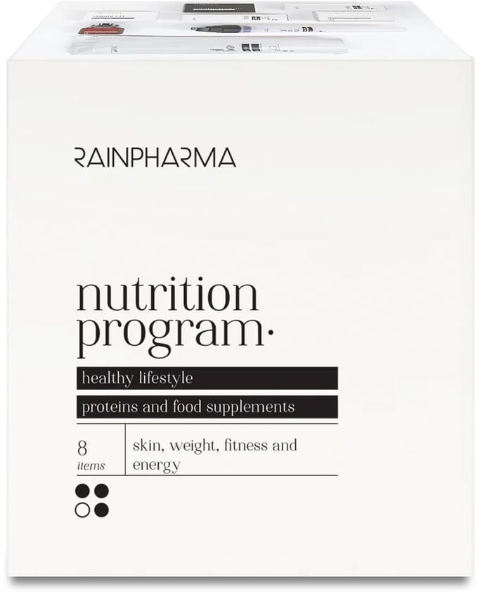 RAINPHARMA NUTRITION BOX (een slim voedingsplan dat je gewicht, fitheid, huid en energieniveau ondersteunt)