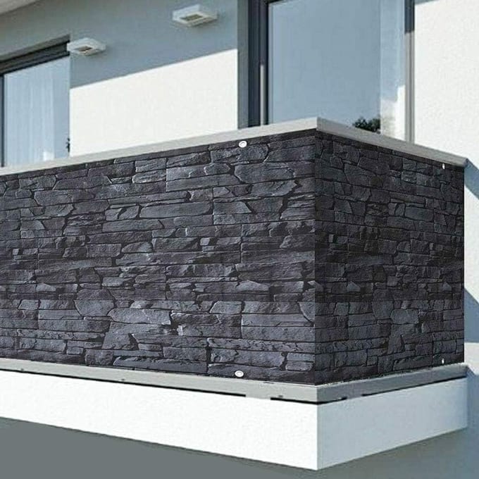 Afdekzeil Balkon - Windscherm Tuin - Privacy Creëren - Waterdicht PVC-coating - 600 x 90 cm - Steengrijs