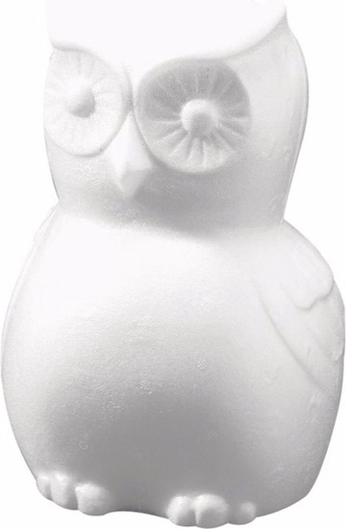 Rayher Piepschuim uilen knutsel dieren figuur - wit - 22 cm - hobby knutsel materialen