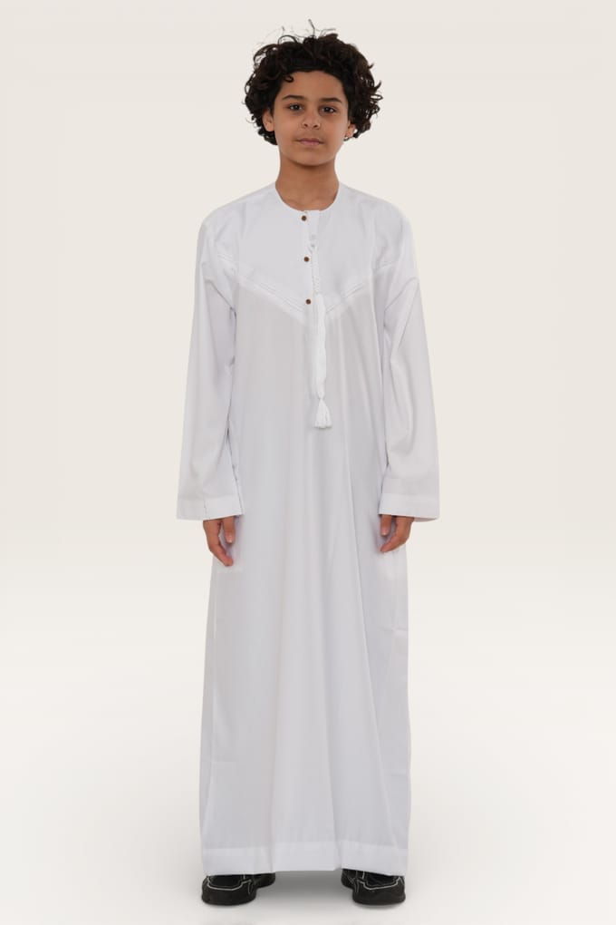 Kinderen jongens witte Eid Marokkaanse Jubba Robe Djellaba Ramadan Eid Thobe LFS- K-HM11