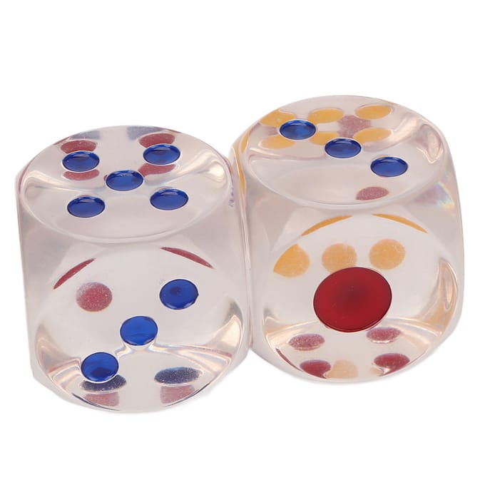 2 Stuks Dobbelstenen Plastic Transparant Waterdicht Antioxidant Nummer Stippen 6 Zijdig Dobbelstenen voor Bordspellen white