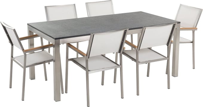 GROSSETO - Tuinset voor 6 - Zwart/Wit - Graniet