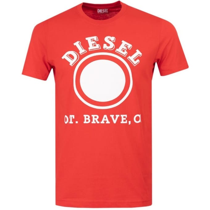 Diesel 1976 Varsity Logo Racing rood T-shirt