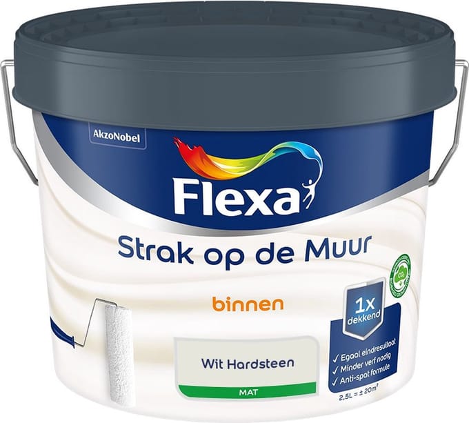 Flexa - Strak Op De Muur Binnen Mat - Wit Hardsteen - Mengverf - 2,5 L