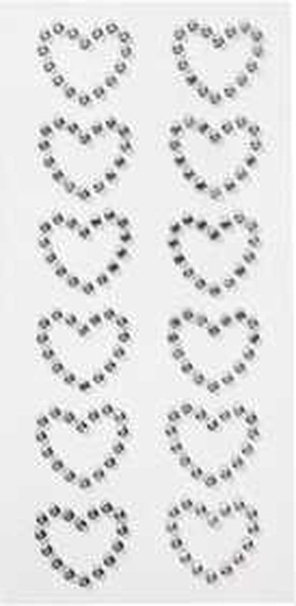 Strassteen harten, afm 23x21 mm, zilver, 12 stuk/ 1 doos