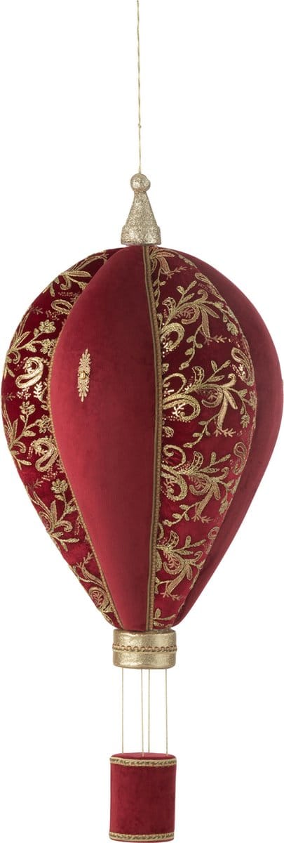 J-Line decoratie Heteluchtballon hangend - polyfoam/textiel - rood/goud - large