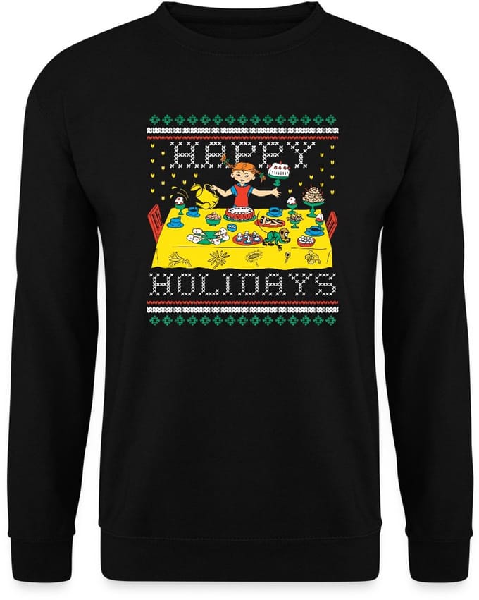 Pippi Langkous En Meneer Nilsson Happy Holidays Sweater Heren