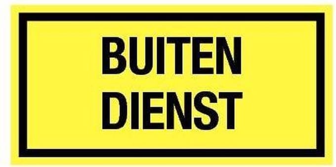 Buiten dienst bord, kunststof 200 x 100 mm