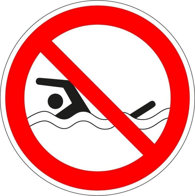 Verboden te zwemmen sticker - ISO 7010 - P049 300 mm