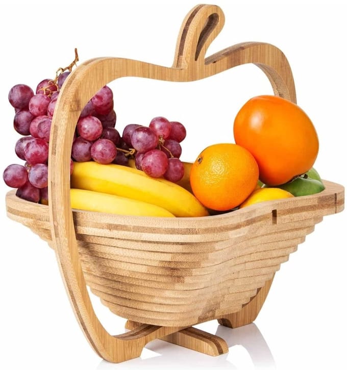 Bamboe fruitmand, opvouwbaar, appelvorm