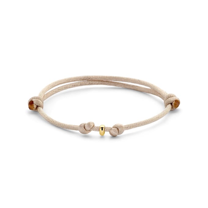 14K Goud Met Rubber/Nylon/Leer Armband Satijn Beige 13 - 26 Cm 4700317