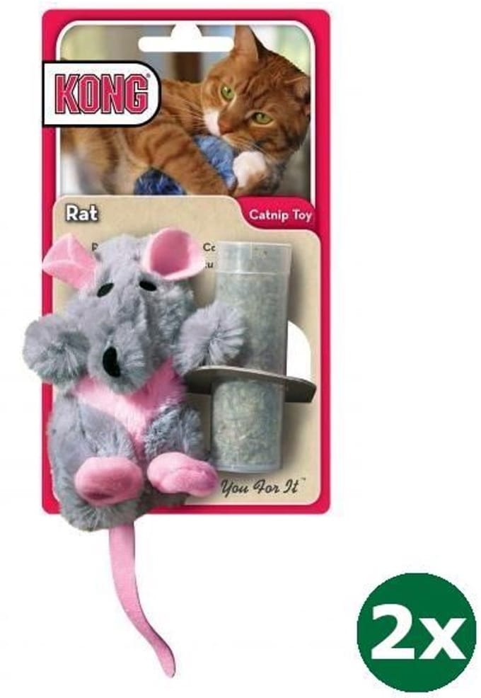 Kong kat catnip rat 2x 9,5x3x5 cm