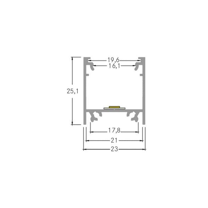 BRUMBERG montageprofiel hoogte 25 mm lengte 2 m aluminium