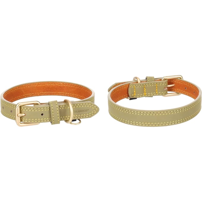 Flamingo - Hond Halsband Virginia Groen L 43-53cm 25mm