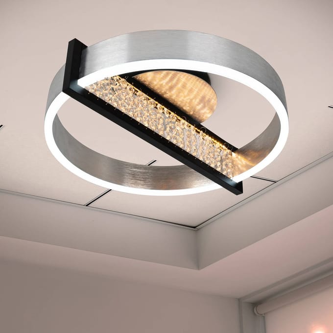 Näve LED plafondlamp Yvaris, zilver, CCT, afstandsbediening